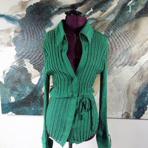 Pleated Emerald Green Blouse